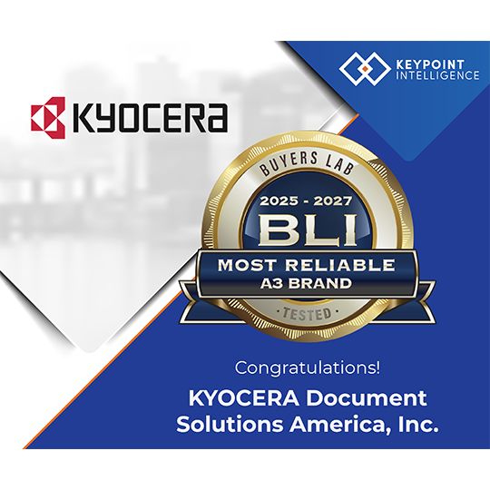 Recognized as the Most Reliable A3 Brand for 2025-2027 by Keypoint Intelligence (BLI)
