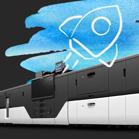 Kyocera Commercial Branding showcasing productivity with Kyocera Production Printer.